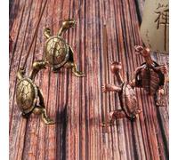 Soporte de quemador de incienso de aleación de zinc Kung Fu Turtle para meditación zen, aromaterapia y decoración del hogar - Cobre rojo antiguo, 4 x 2 x 4 cm (color)
