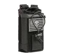Soporte de radio Molle, funda táctica para radio, accesorios de cinturón militar, bolsa de radio resistente para walkie talkies, almacenamiento ajustable con parche (bandera de calavera de castigador)