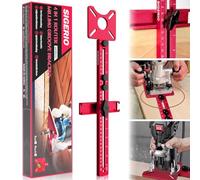 Soporte de ranura de fresado 4 en 1, plantilla multifuncional para accesorios de gabinete y guía de enrutador, plantilla de corte circular para herramienta de enrutador (rojo rosa)