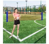 Soporte de red de tenis de bádminton, bastones de voleibol plegables con red y mochila, equipo de entrenamiento atlético para interiores y exteriores, para playa y parque de pelotas