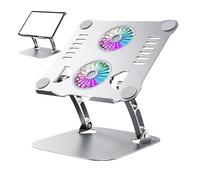 Soporte de refrigeración para computadora portátil - Soporte elevador para portátil, placa de enfriamiento de metal | Ergonómico plegable y ajustable de altura portátil, ventiladores externos de