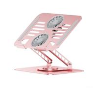 Soporte de refrigeración para laptop, diseño ergonómico de doble ventilador, rotación de 360°, plegable, altura ajustable, soporte ventilado para portátiles (rosa)
