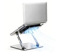 Soporte de refrigeración para portátil con ventilador turbo de 12 cm, elevador ergonómico de doble eje para laptop con ajuste de altura de 30 cm y rotación de 180°, soporte de escritorio con