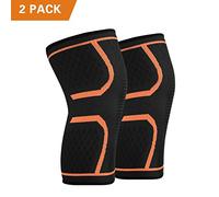 Soporte de Rodilla, Morbuy 2 Pack Manguito Antideslizante para Rodilla Manguito Compresivo Súper Elástico para Ayudar a Aliviar el dolor en las Articulaciones en Pacientes con Artritis y Recuperación de Lesiones para Hombres y Mujeres Deportistas (XL, Naranja)