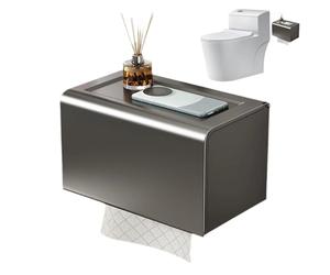 Soporte de rollo de papel higiénico - organizador de tela montado en la pared, dispensador de almacenamiento de aluminio a prueba de óxido | Baño, cocina, baño, soporte de servilleta sin taladro