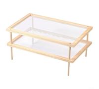 Soporte de secado de hierbas apilable de madera con malla transpirable que ahorra espacio para flores, plantas y pasta, 39 x 24,5 x 8,5 cm, un solo piso (doble capa)