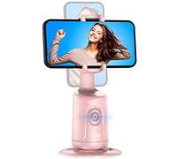 Soporte de Seguimiento Facial, 360 ° Seguimiento Automático, Soporte para Palo de Selfie, No se Requiere App, Soporte para Teléfono para Tiktok, Facebook Live, videollamadas faciales(Rosa)