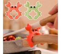 Soporte de silicona para cuchara de cangrejo para borde de olla, clip de soporte de utensilios resistente al calor, estante pequeño para espátulas de cangrejo para cucharas, cucharones y herramientas
