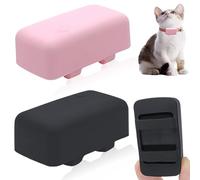 Soporte de silicona para mini rastreador de gatos tractivos para collar de gato (2 paquetes, negro, rosa)