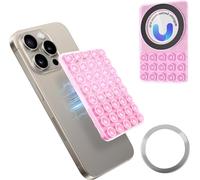 Soporte de Silicona Ventosa para Móvil con Anillo Magnético - Móvil Antideslizante, Autoadhesivo - Soporte de Coche - Ventosa de Silicona para Todos los Modelos de Teléfono (Rosa)