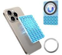 Soporte de Silicona Ventosa para Móvil con Anillo Magnético - Móvil Antideslizante, Autoadhesivo - Soporte de Coche - Ventosas de Silicona para Todos los Modelos de Teléfono (Azul)
