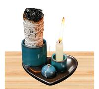 Soporte de Smudge Stick, Quemador de de Incienso,Ceramic Smudge Bowl para | Titular de Incienso 4 en 1 Ash Catcher Asian Spiritual Zen Art para Yoga SPA Meditation
