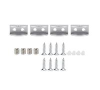 Soporte de soporte de abrazadera de vidrio aluminio resistente duradero sin clip de fijación de perforación para la ventana Panel de puertas de vidrio Tamaño de plata S M 4pcs (Medio semicírculo
