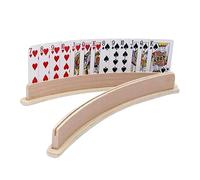 Soporte de soporte de tarjetas - Curva de madera ergonómica, ranuras para cartas sin deslizamiento | Bandeja de la bandeja del organizador de 2 con construcción pulida, estilo clásico para juegos