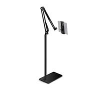 Soporte de suelo ajustable de metal para tableta, soporte de cuello de cisne para teléfono celular, soporte ergonómico perfecto para leer, para sentarse, estar de pie, acostado (color: negro)