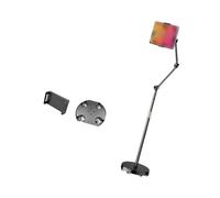 Soporte de suelo giratorio resistente para teléfono con abrazadera segura para transmisión en vivo, creación de contenido de estudio y almacenamiento compacto, ABS + brazo de suspensión de metal