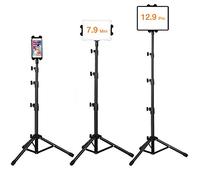 Soporte de suelo para iPad, altura ajustable de 30 a 60 pulgadas, soporte para trípode para iPad, iPad Mini y otras tabletas, funda de transporte incluida y linterna como regalo (4.7 a 12.9 pulgadas)