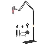 Soporte de suelo para micrófono Blue Yeti, Nano, Snowball, HyperX, Razer, Logitech USB y micrófono de condensador, soporte de brazo ajustable con rosca de 1/4 pulgadas y adaptador de 3/8 pulgadas 5/8