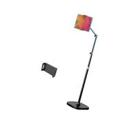 Soporte de suelo para teléfono que ahorra espacio, agarre seguro para teléfonos inteligentes, tabletas, ideal para uso en casa, estudio, video, ABS + brazo de suspensión de metal