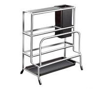 Soporte de tabla de cortar de acero inoxidable eficiente en espacio para organización y seguridad de encimera de cocina (C)