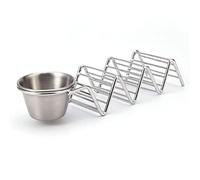 Soporte de tacos, acero inoxidable 3 cuadrícula 3 en forma de vhalsy tacos soportes de tacón accesorios de placas de bandeja (with Sauce Cup)