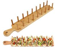 Soporte De Tacos De Madera, Soporte De Bandeja De Soporte De Taco De Bambú Que Puede Contener Hasta 8 Tacos Cada uno, Para Servir Bandejas De Tacos De Estilo Alimenticio De Cáscara Suave (1)