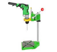 Soporte de taladro para atornillador inalámbrico, giratorio 90° con base de hierro fundido, máx. 49 cm de altura, 3 adaptadores para taladrar verticalmente de precisión como ayuda para taladrar