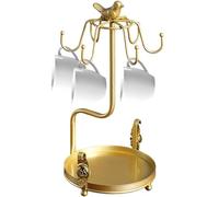 Soporte de taza de té genérico - Metal Coffee Mug Holders With 6 Hooks | Cup Display Stand With Bird, Cups Holder Storage Rack | Kitchen Organizer And Heartwarming Present For Coffee Cups And Saucers