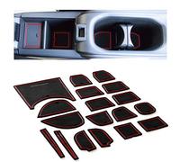 Soporte de Taza y Forro de Puerta de Ajuste Personalizado para Honda HR-V 2018, 2017, 2016, Juego de 18 Piezas (Borde Rojo)