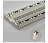 Soporte de techo corredizo de doble riel resistente Ra - Postes de aluminio marrón para cortinas unidas, funcionamiento suave, ideal para decoración del hogar y la oficina