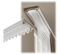 Soporte de techo corredizo de doble riel resistente Ra - Postes de aluminio marrón para cortinas unidas, funcionamiento suave, fácil de instalar, ideal para decoración del hogar y la oficina