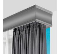 Soporte de techo de doble barra con cubierta y riel de aluminio de 2 carriles con polea silenciosa para sala de estar y dormitorio (gris, 3,9 m, 3,9 m)