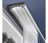 Soporte de techo para barra de cortina doble resistente, sistema de riel deslizante ajustable de 14 pies para cortinas, cortinas de ducha y cortinas de ventana, fácil instalación, ideal para