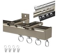 Soporte de techo para cortina - Barra divisora de habitación ajustable con clips, barras de cortina de ducha versátiles para privacidad en espacios abiertos, disponible en 50 cm a 540 cm (champán)