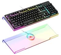Soporte de teclado de computadora de tamaño completo con 366 tipos de acrílico RGB, soporte de bandeja para teclado de PC para escribir fácilmente y trabajar en casa y oficina, versión mejorada