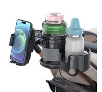 Soporte de teléfono 3 en 1 para cochecito, soporte universal para tazas con soporte ajustable para teléfono, doble portavasos para andador, silla de ruedas, se adapta a la mayoría de Donna, Uppababy
