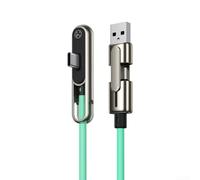 Soporte de teléfono de entrega de energía de 240 W con cable USB C integrado Montaje de aleación de zinc y base de silicona flexible para uso en escritorio (azul)