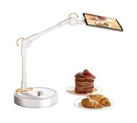 Soporte de teléfono de escritorio, para soporte ajustable versátil para clases en línea, vlogs recetas, visualización de video, transmisión en vivo, manos libres, soporte para tableta (blanco)