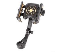 Soporte de teléfono para bicicleta con liberación rápida para ciclismo, agarre de silicona ajustable giratorio de 360° para manillar de scooter de montaña de 6,3 a 9,15 cm, color dorado