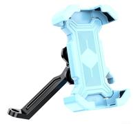 Soporte de teléfono para motocicleta, agarre de silicona antivibración, bloqueo de un solo toque para iPhone y dispositivos Android (espejo retrovisor azul)