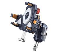 Soporte De Teléfono para Motocicleta De Metal Ajustable 360 Grados Doble Modelo con Cable Carga Inalámbrica Resistente Al Agua Y A Prueba De Golpes Motocicleta Soporte Navegación(F)