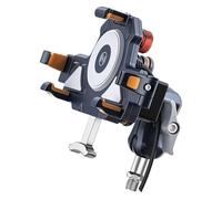 Soporte De Teléfono para Motocicleta De Metal Ajustable 360 Grados Doble Modelo con Cable Carga Inalámbrica Resistente Al Agua Y A Prueba Golpes Motocicleta Soporte Navegación(H)