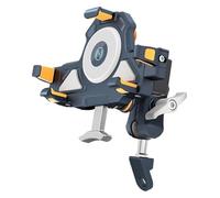 Soporte De Teléfono para Motocicleta De Metal Ajustable 360 Grados Doble Modelo con Cable Carga Inalámbrica Resistente Al Agua Y A Prueba De Golpes Motocicleta Soporte Navegación(C)