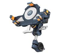 Soporte De Teléfono para Motocicleta De Metal Ajustable 360 Grados Doble Modelo con Cable Carga Inalámbrica Resistente Al Agua Y A Prueba De Golpes Motocicleta Soporte Navegación(B)