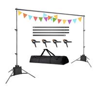 Soporte de telón de fondo, soporte ajustable de 6.5 x 6.5 pies, kit de sistema de soporte de pancarta para fiestas, retratos, fotografía de estudio, fiesta de cumpleaños..