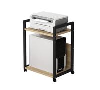 Soporte de torre para computadora, estante móvil de 2 niveles con ruedas giratorias, carrito de soporte de CPU, estante de almacenamiento de impresora para oficina en casa