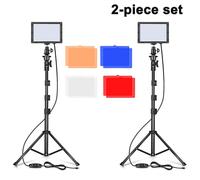 Soporte de trípode compacto con paneles LED multifuncionales, juego de 2 piezas, luces regulables de 14x9,5 cm (panel), adecuado para kits de