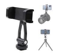 Soporte de trípode de aleación de aluminio, adaptador universal para teléfono celular con 2 soportes de zapata fría para disparo horizontal y vertical, compatible con iPhone, Pixel, Samsung Galaxy y
