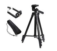 Soporte de trípode de aluminio de JUSTOP con soporte de teléfono para cámara digital, SLR, DSLR, videocámara, cámara de acción, iPhone Android, etc.