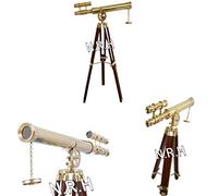 Soporte de trípode de Madera de latón telescopio Doble Barril Coleccionable Regalo